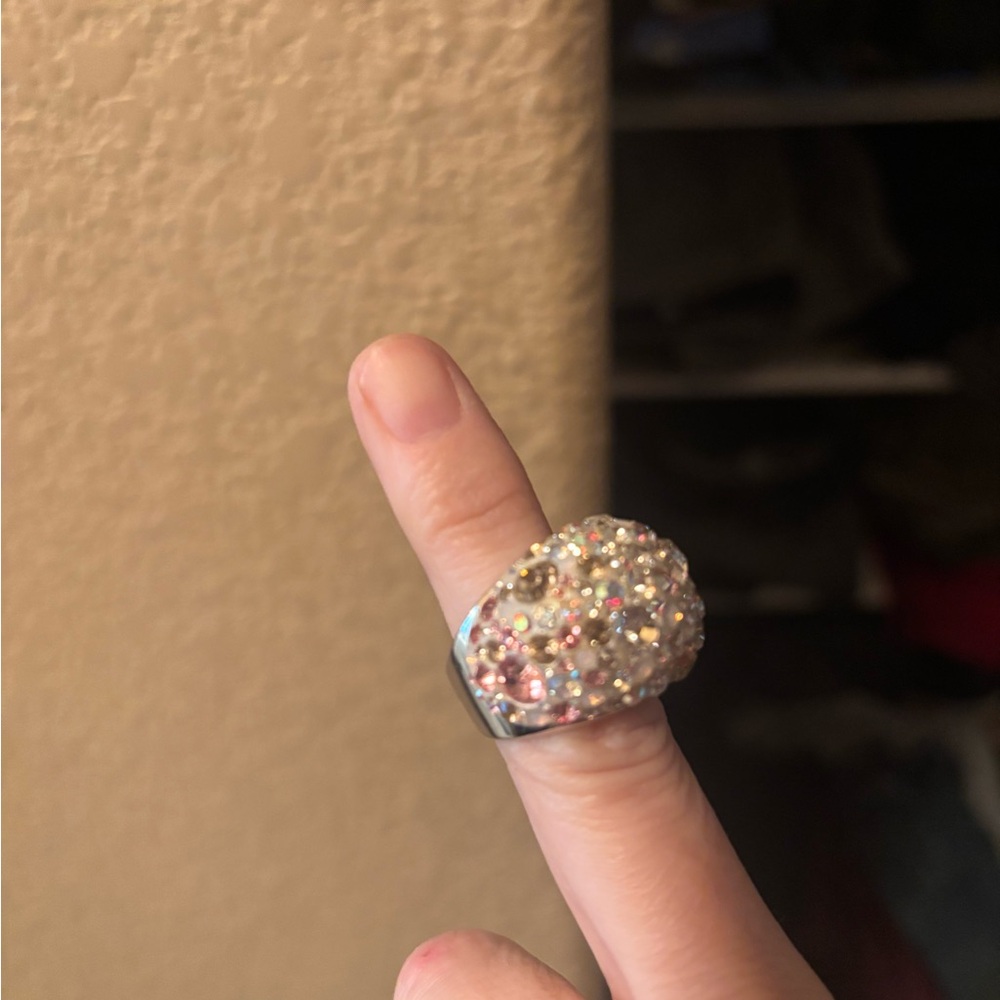 Swarovski Silver Multicolor Crystal Ring - Picture 2 of 4
